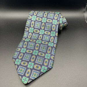 GIORGIO ARMANI Cravatte Blue Gray Geometric Men's Necktie 58" Italy 100% Silk